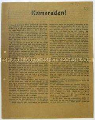Aufruf zur Bildung von Soldatenräten im Zuge der Novemberrevolution