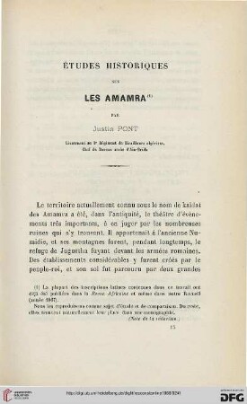 Sér. 2: Études historiques sur les Amamra
