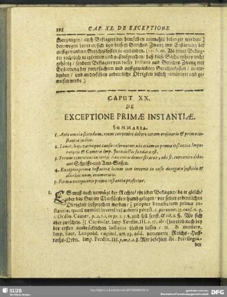 Caput XX. De Exceptione Primae Instantiae