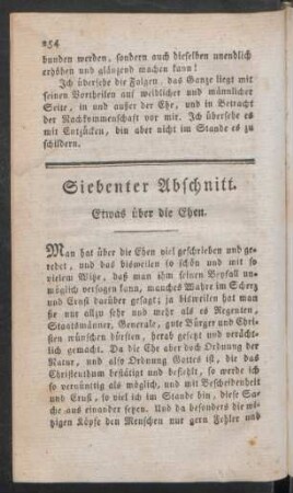 Siebenter Abschnitt. Etwas über die Ehen