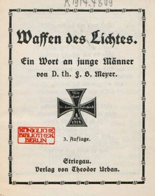 Waffen des Lichtes : ein Wort an junge Männer