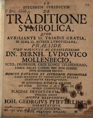 Specimen iuridicum de traditione symbolica