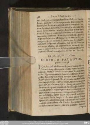 Epist. XLVIII. Clivos. Elberto Palantio, Decano Clivensi.