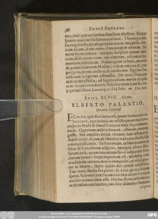 Epist. XLVIII. Clivos. Elberto Palantio, Decano Clivensi.