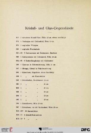 Kristall- und Glas-Gegenstände (Nr. 577-687)