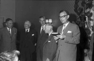 9. Tagung 1959 Physiker; Maikäferrede: Paul H. Müller, Sir George P. Thomson, Willis E. Lamb, Frits Zernicke, Graf Lennart Bernadotte