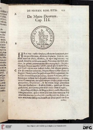 De Matre Deorum. Cap. III