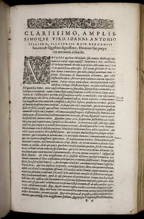 Clarissimo, Amplissimo Que Viro, Ioanni- Antonio Tilliero, Illustriss. Reip. Bernensis Senatori, & Quæstori dignissimo, Domino suo perpetua memoria colendo.