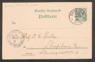 Postkarte an Friedrich Spitta : 14.10.1896