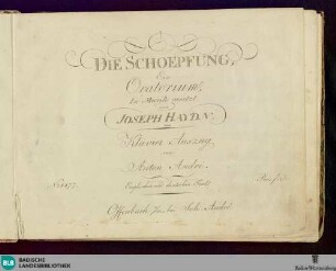 Die Schoepfung : Ein Oratorium