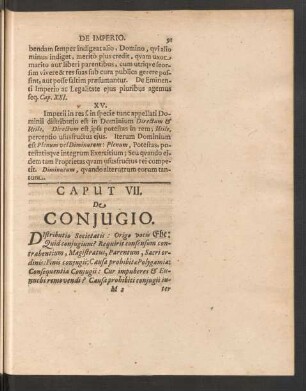 Caput VII. De Coniugio.