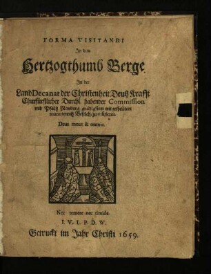 Forma visitandi in dem Hertzogthumb Berge