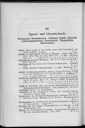 XVI. Sprach- und Literaturkunde