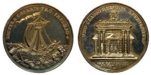 Medaille mit Schiffsdarstellung auf den Frieden zu Rastatt