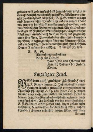 Eingelegter Zettel.