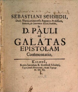 In D. Pauli ad Galatas epistolam commentatio