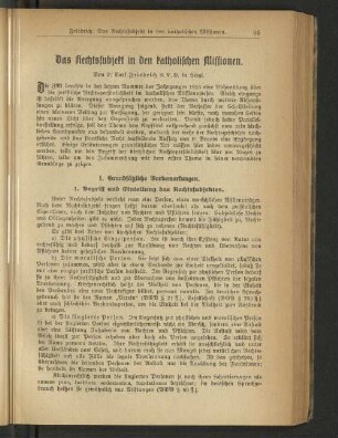 Das Rechtssubjekt in den katholischen Missionen.