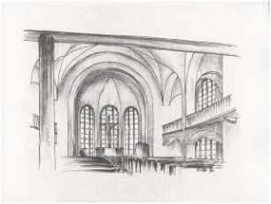 Johannesstift Berlin-Spandau Umbau Stiftskirche: Perspektivische Innenansicht Altarraum Entwurf