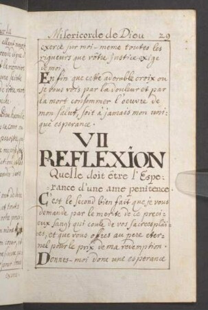 VII. Reflexion. Quelle doit être l'Esperance d'une ame penitence.
