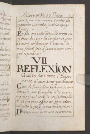 VII. Reflexion. Quelle doit être l'Esperance d'une ame penitence.