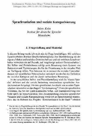 Sprachvariation und soziale Kategorisierung
