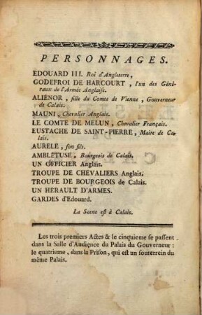 Le siège de Calais : Tragédie