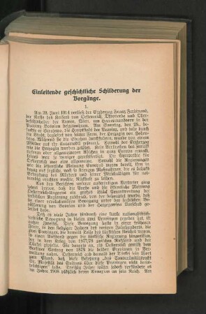 Einleitende geschichtilche Schilderung der Vorgänge.