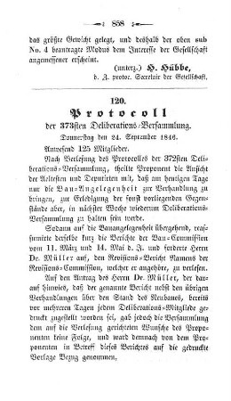 120. Protocoll der 373sten Deliberations-Versammlung. : Donnerstag den 24. September 1846.