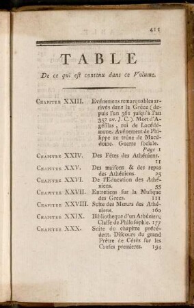 Table De ce qui est contenu dans ce Volume.