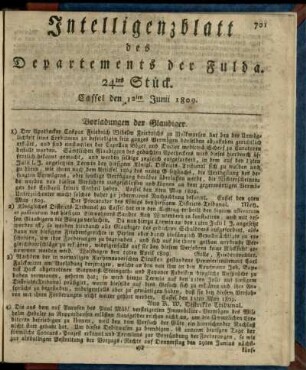 24tes Stueck, den 12ten Junii 1809