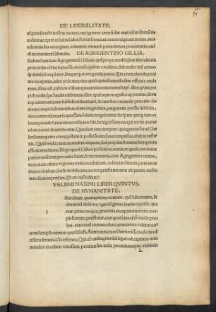 Valerii Maximi Liber Quintus ...