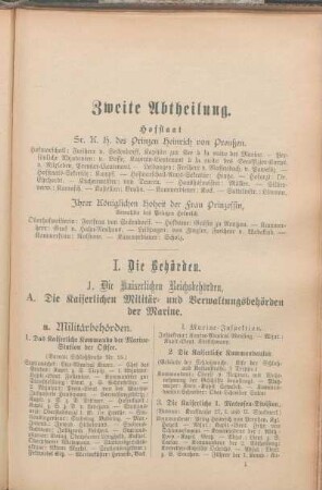 A. Die Kaiserlichen Militär- und Verwaltungsbehörden der Marine.