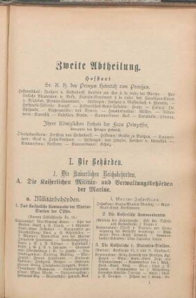 A. Die Kaiserlichen Militär- und Verwaltungsbehörden der Marine.