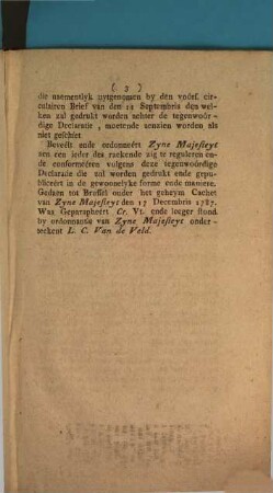 Declaratie van den Keyzer ende Koning : raekende de Edieten ende Ordonnantien de welke gepubliceért op den 1. April 1787