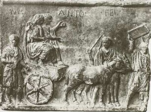 Maultierwagen, einrädrig, augusteische Terrakotta