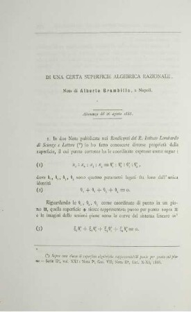Di una certa superficie algebrica razionale.