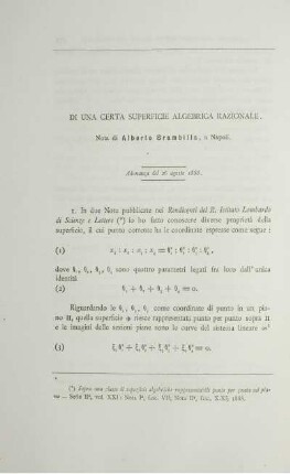 Di una certa superficie algebrica razionale.