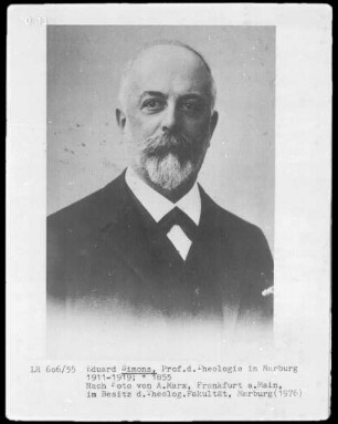Eduard Simons, 1911-1920 Professor der Theologie in Marburg