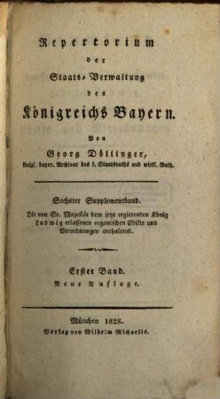 Sammlung der von Sr. Majestät dem jetzt regierenden König Ludwig erlassenen organischen Edikte und Verordnungen, 1