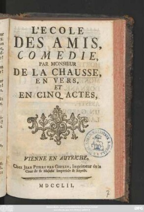 L' Ecole Des Amis : Comedie, En Vers Et En Cinq Actes