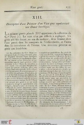 XIII. Description d’une Peinture d’un Vase grec représentant une Danse bacchique