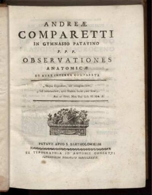 Observationes anatomicae de aure interna comparata