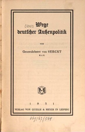 Wege deutscher Außenpolitik