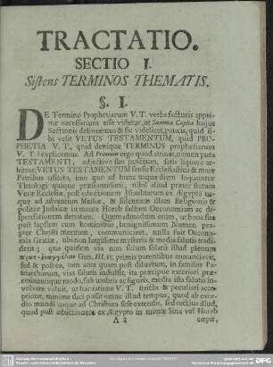 Sectio I. Sistens Terminos Thematis