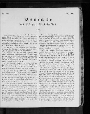 Nr. 7-9. Bericht des Bürger = Ausschusses. März 1866.
