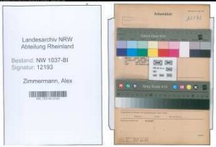Entnazifizierung Alex Zimmermann , geb. 26.03.1900 (Kaufm.Angestellter)