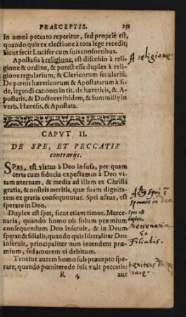 Caput II. De Spe, Et Peccatis contrariis