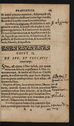 Caput II. De Spe, Et Peccatis contrariis