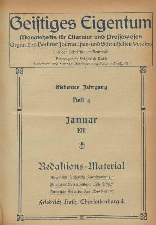 Heft 4 (Januar 1911)