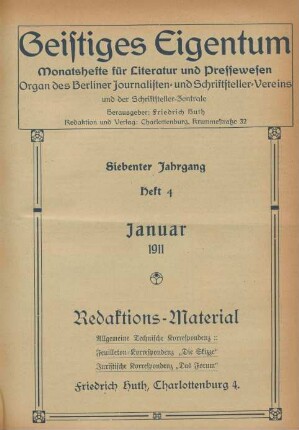 Heft 4 (Januar 1911)